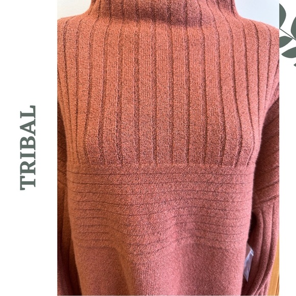 Tribal Women’s Funnel Neck Long Sleeve Cozy Copper Color Pullover Sweater XL - Picture 7 of 9